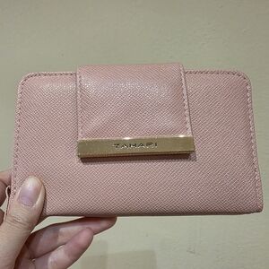 Tahari Pink Saffiano-Texture Wallet with Gold-Tone Accent